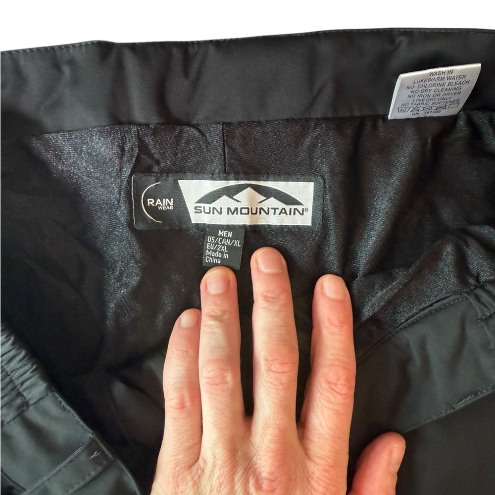 Men's Black Athletic Golf Rain Pants with Reflective Trim - Picture 5 of 5